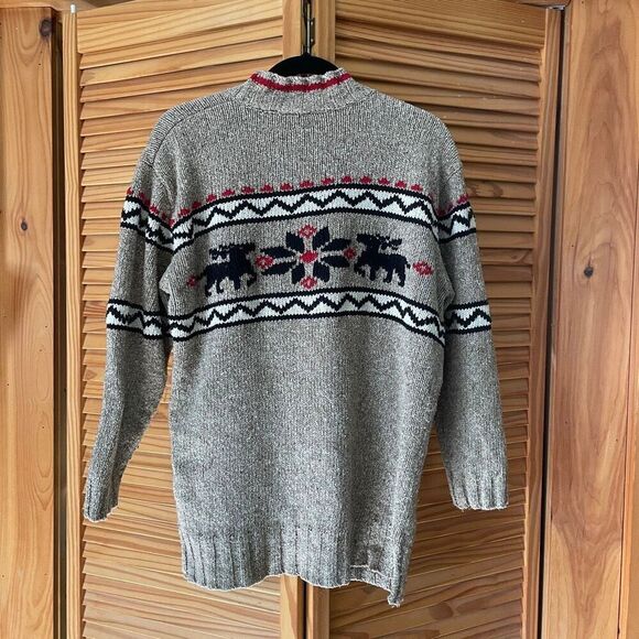 Vintage Eddie Bauer Moose Deer Winter Christmas Sweater - Picture 3 of 7